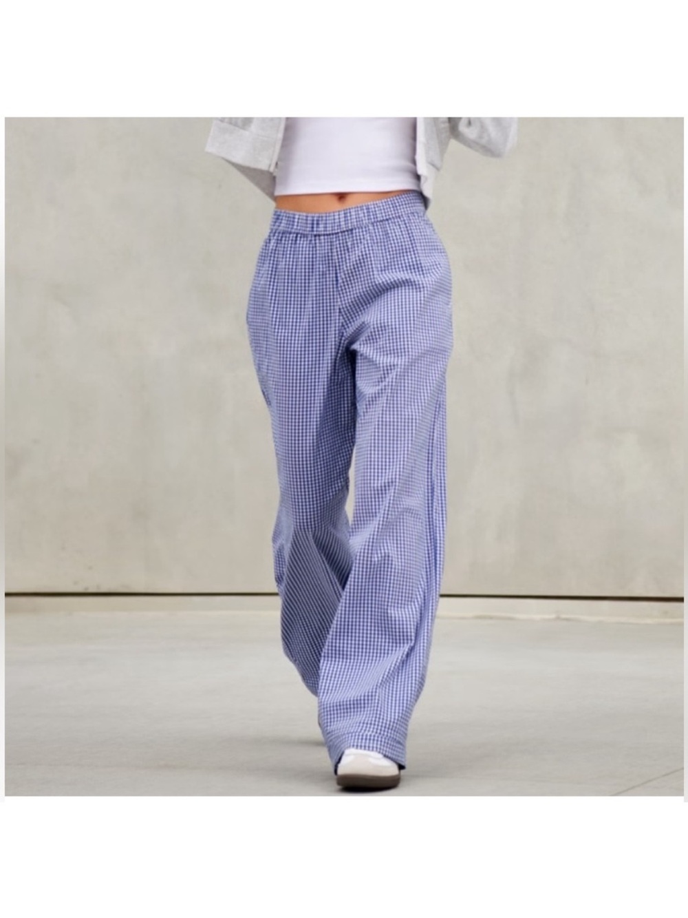 Hollister Blue Gingham Wide-Leg Pants